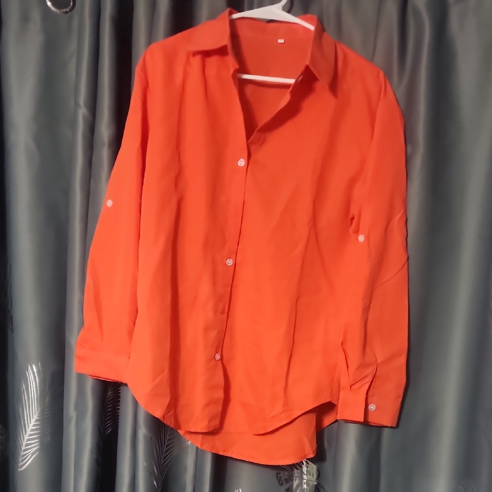 Bright Orange Button-Up Shirt